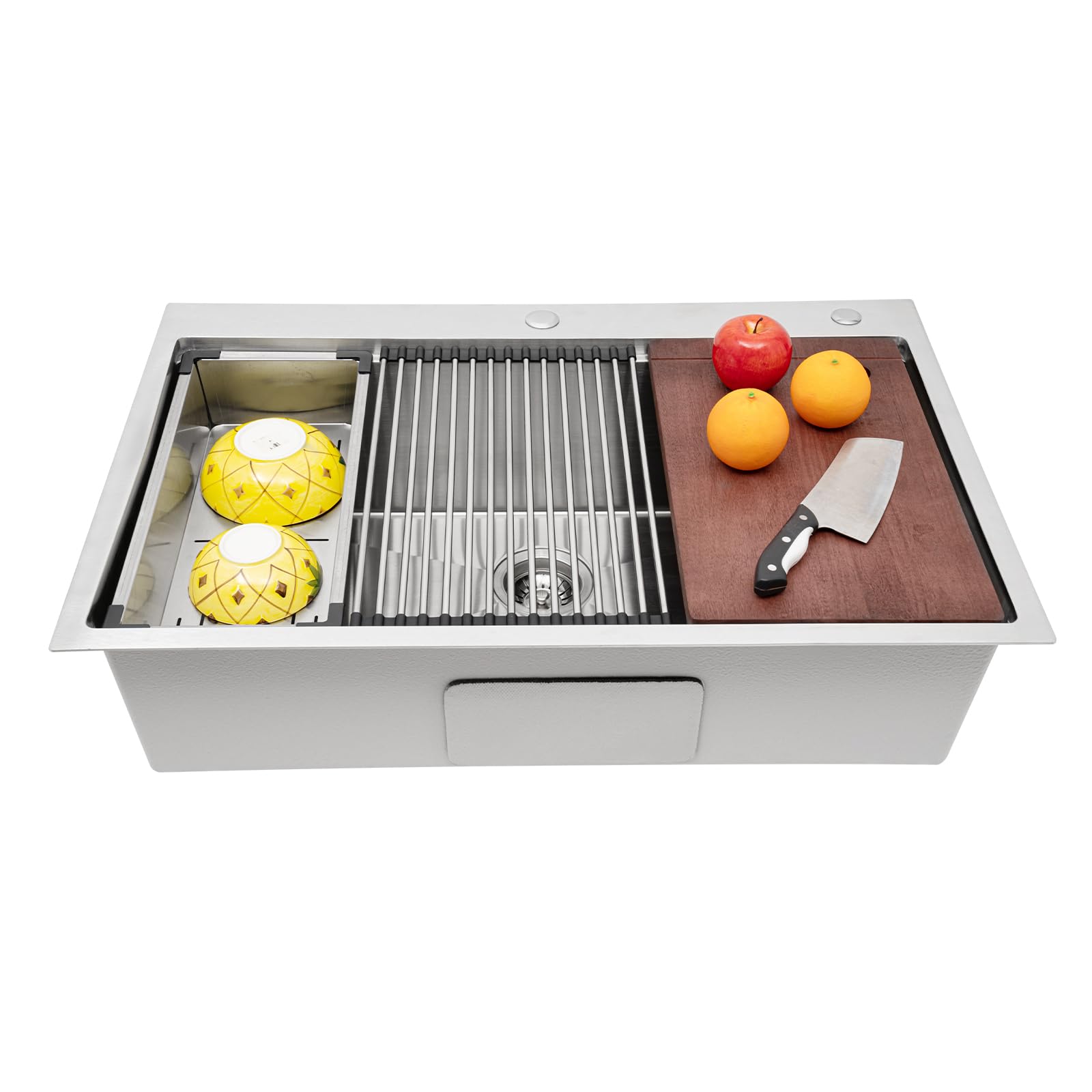 CUBELLIN 33"x22" Drop-In Kitchen Sink Workstation - Single Basin Stainless Steel Sink With Cutting Board & Accessories - View #5