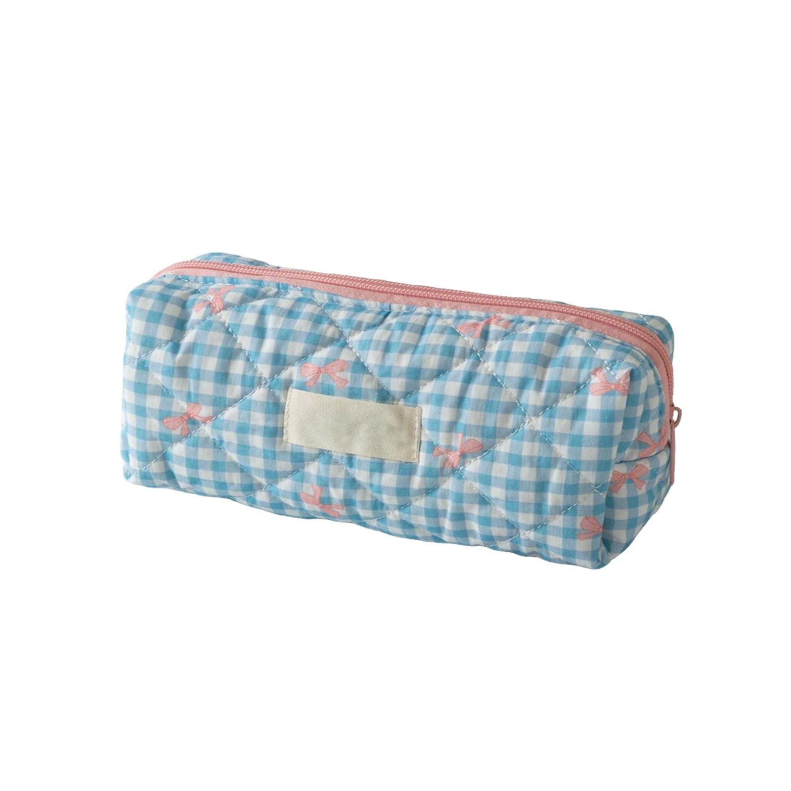 Bow Pencil Case,Large Capacity Pencil Case for Girls, Cute Pencil Pouch Aesthetic Stationery Pen Bag Secondary School Essentials Supplies for Teen Girls Preppy (Blue)