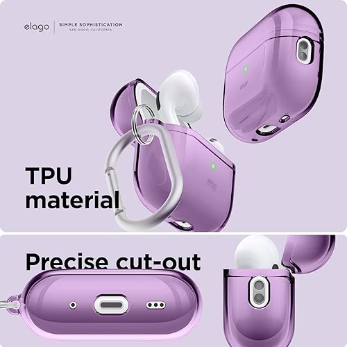 Miniatura 4 de elago Funda transparente compatible con AirPods Pro de 2 generación, diseñada para AirPods Pro 2, funda protectora con llavero, transparente, carga