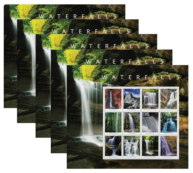 Waterfalls (5 Sheets of 12) Forever Postage Stamps US Postal First Class Nature Rock River Park Party Announcement Celebration Anniversary Wedding 2023 Scott #5
