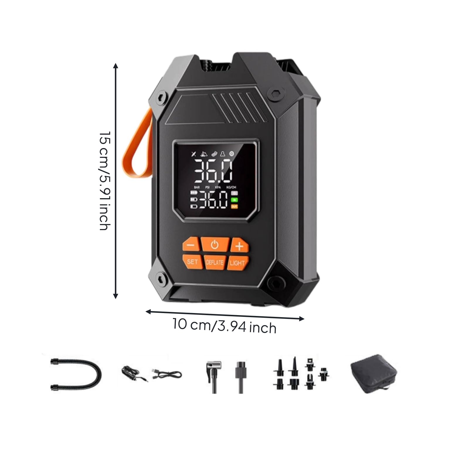 predolo Bomba Inalámbrica Inalámbrico Inflador Baría Recargable Automático Inflador con Pantalla LED para portistas, Campistas