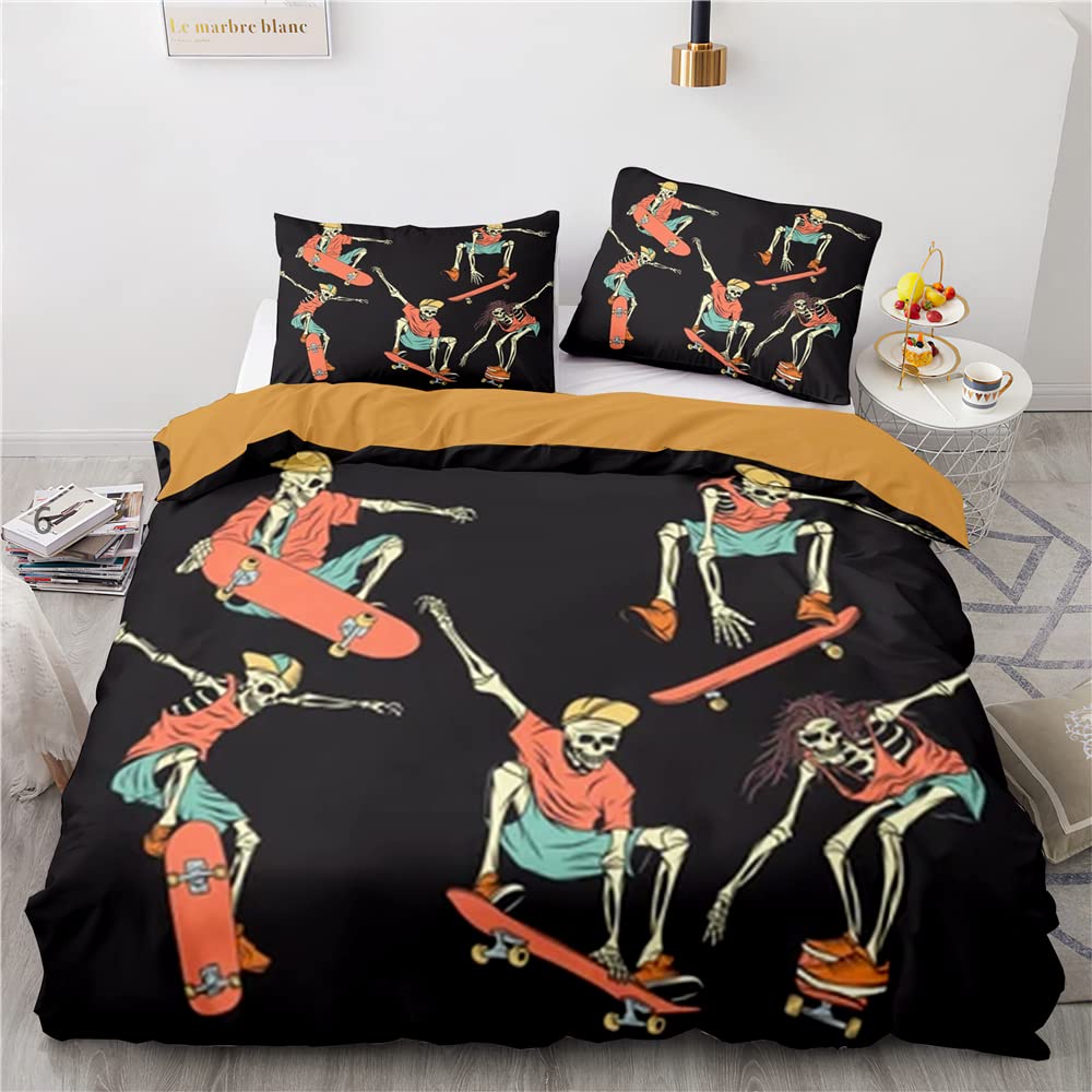 Funda Nordica Cama 90 Juvenil Chico Calavera Funda Nordica Cama 135X200 Fundas Nordicas Infantiles Microfibra con 2 Fundas Almohada 40X75Cm Suave Cómodo