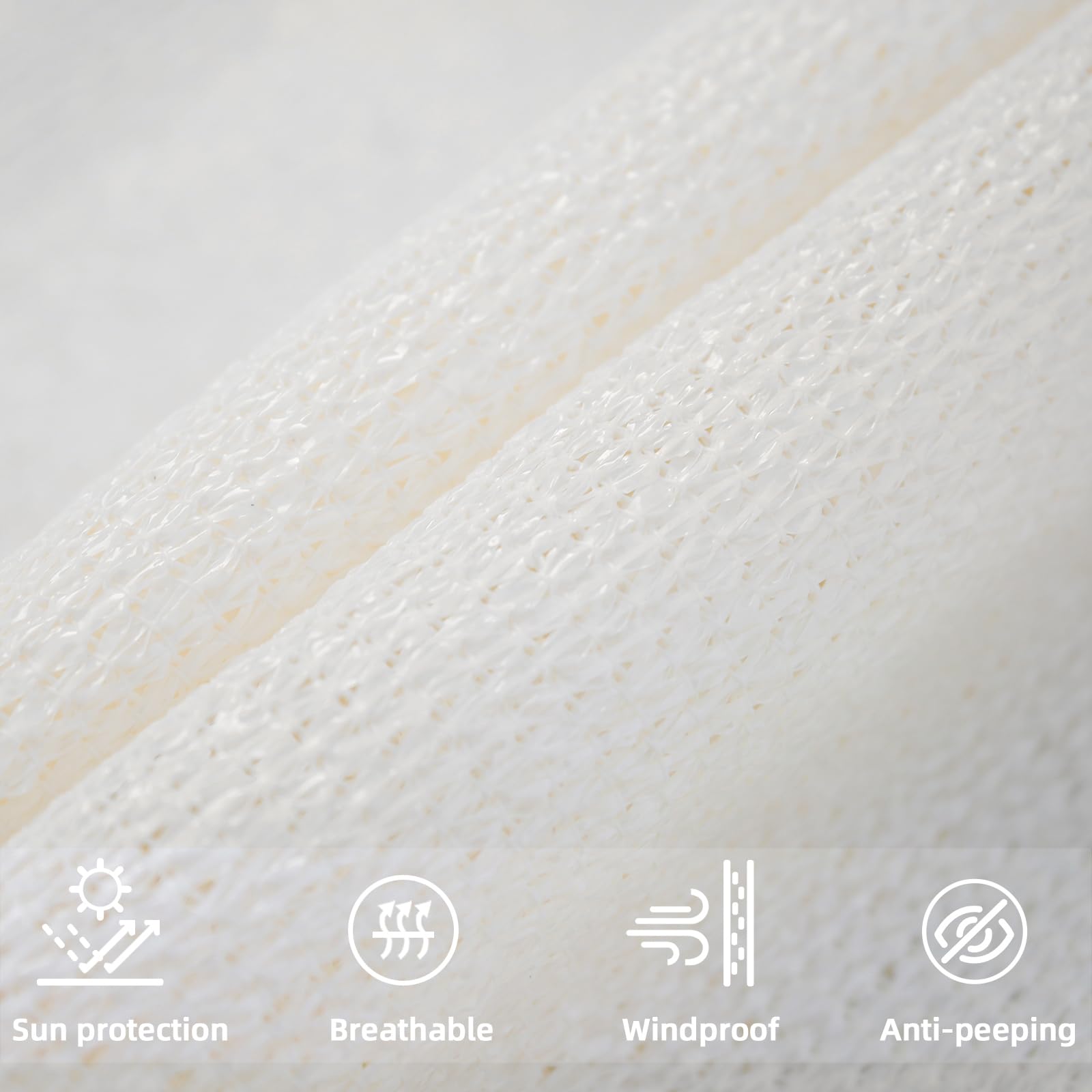 SUNNY GUARD Tenda a Vela Rettangolare 3x4m HDPE,Vela ombreggiante parasole Traspirante Protezione Raggi UV per Giardino Esterno terrazza,Crema