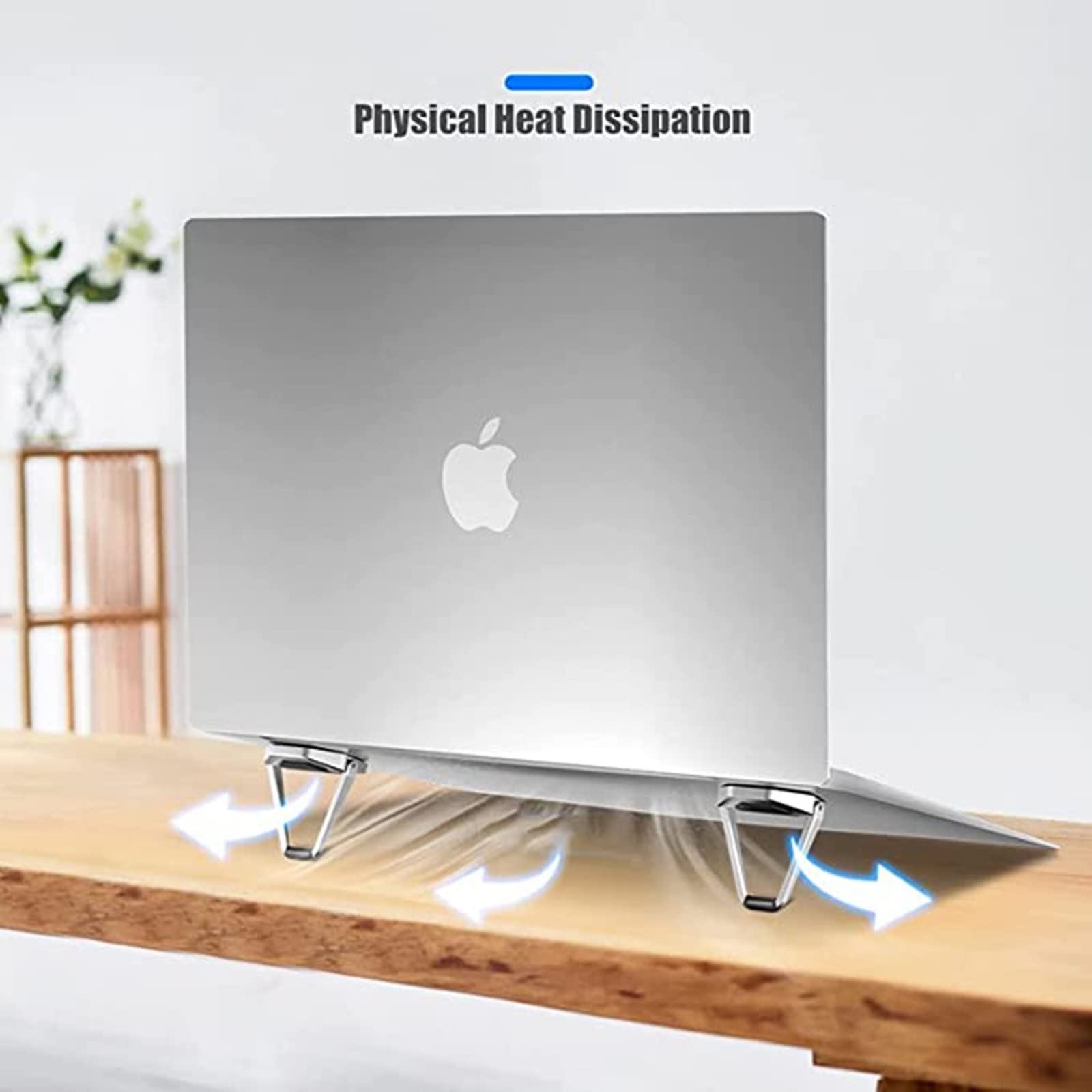 Soporte invisible portátil para laptop, 2 piezas de aleación de zinc, almohadilla de disipación de calor, elevador para portátiles de 12 a 20 pulgadas 3