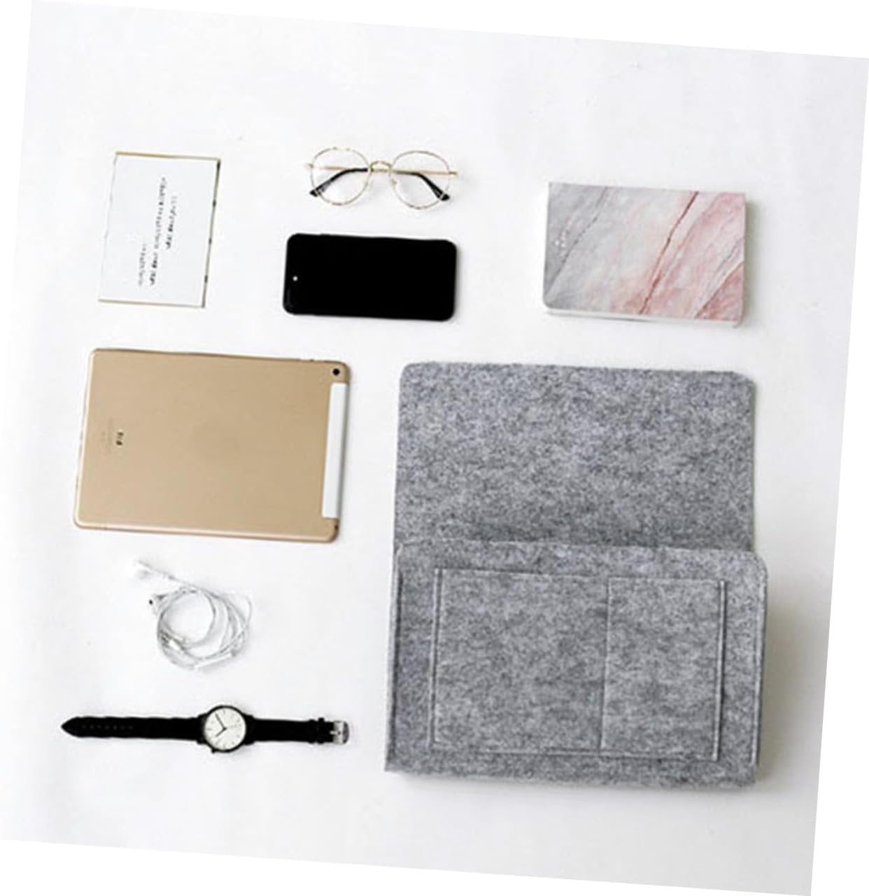 Outanaya 2pcs Bed Blanket Organizer Storage Bag Felt Grey Easy to Install Bedside Sofa Desk