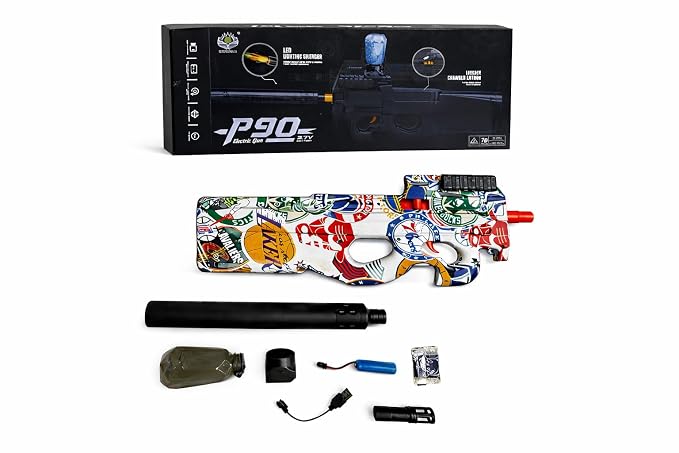 Gel Ball Blaster Gun & Foam Ball Launcher Blaster Gun for Adults with Gel Beads | Range Up to 65 ft | Rechargeable Battery | Multicolor