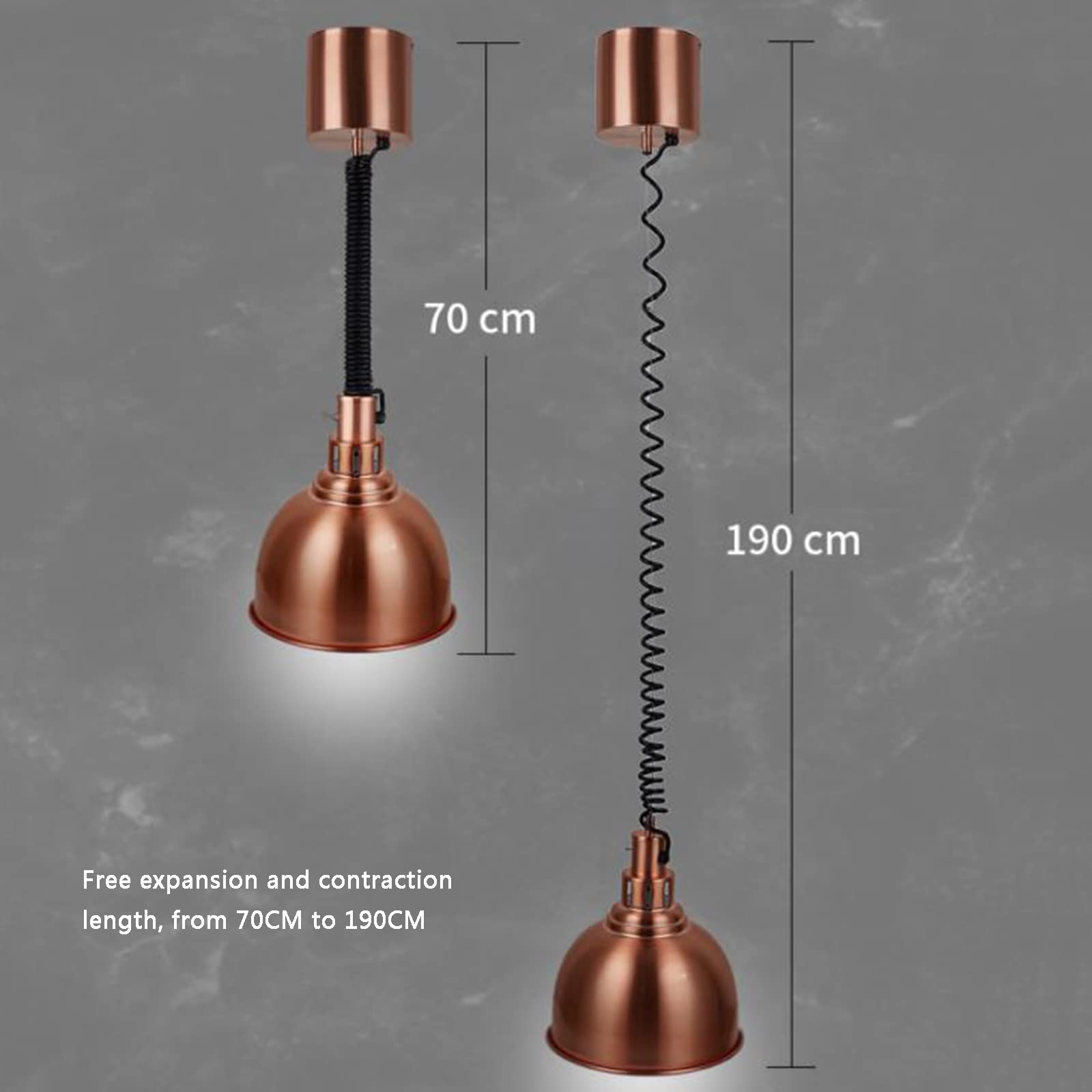 Lampada scaldavivande, scaldavivande Commerciale da 250 W, Lampada riscaldante Retrattile a Sospensione per Alimenti, per Forniture di ristorazione e Catering (G)