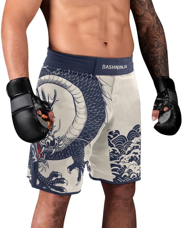 Dragon Men’s Jiu Jitsu Fight Shorts – MMA Boxing Trunks for No Gi Training Kickboxing
