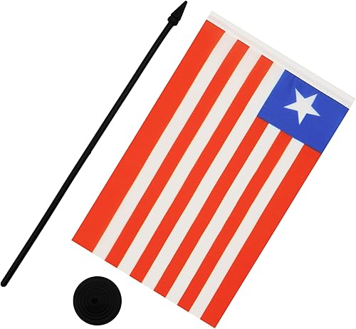 Miniatura 449 de Bandera de mesa Sierra Leona de 5 x 8 pulgadas, bandera de escritorio de Sierra Leona, 8.3 x 5.5 in, barra y base de plástico negro AZ FLAG