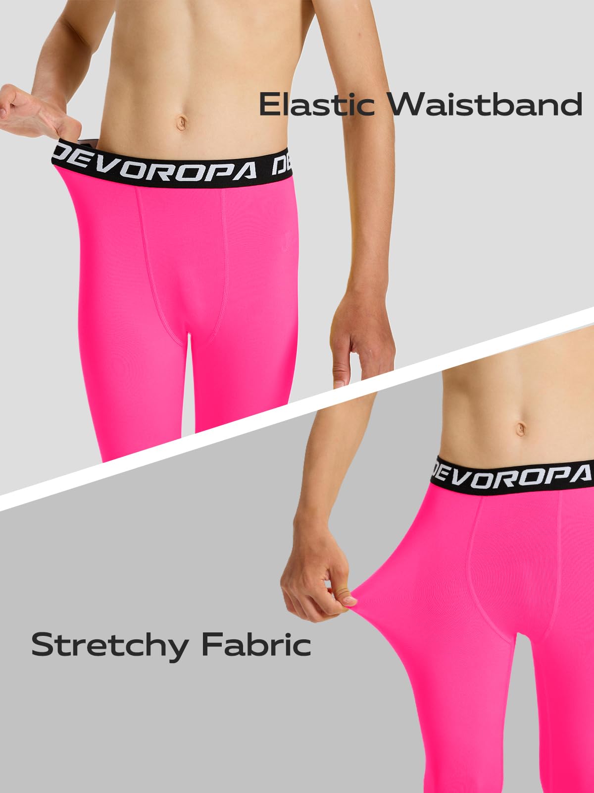 DEVOROPA Jungen Leggings Quick Dry Youth Kompressionshose Sport Strumpfhose Basketball Unterschicht