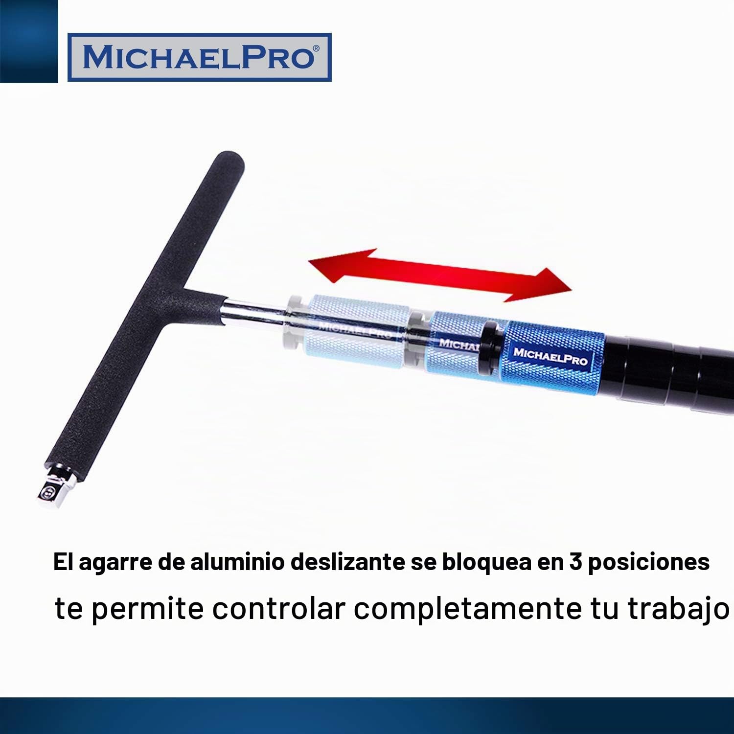 MichaelPro MP009015 - Llave T 1/4” y 3/8” - Kit de Herramientas de 2 Llaves con Mangos en T - Diseño Patentado con Mango Giratorio, 3 Posiciones de Agarre, para Llaves de Vaso y Llaves de Tubo