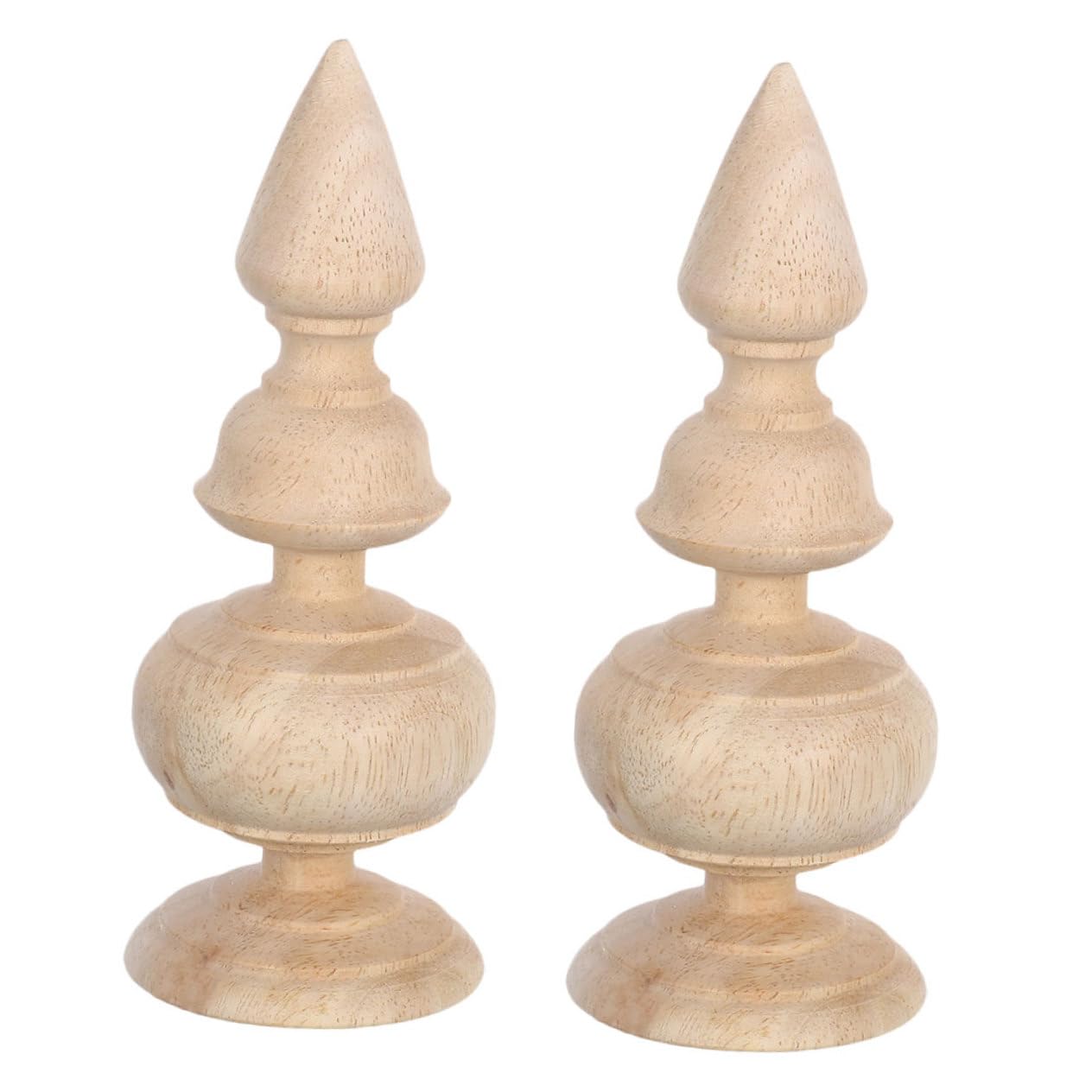 HOMSFOU Remates Decorativos y Barras de Cortina 2 Piezas de Madera sin Terminar Superficie Lisa y Tallado Fino para Postes de Cama para Decoración Interior DIY