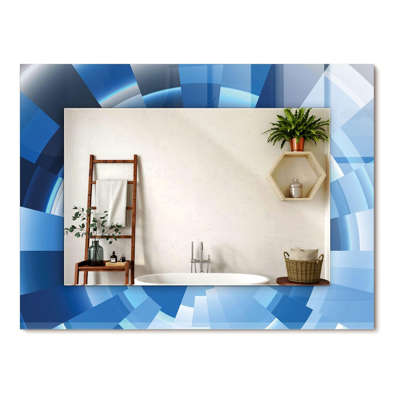 Miroir rectangulaire décoratif haut de gamme avec cadre en verre imprimé 80x60cm
