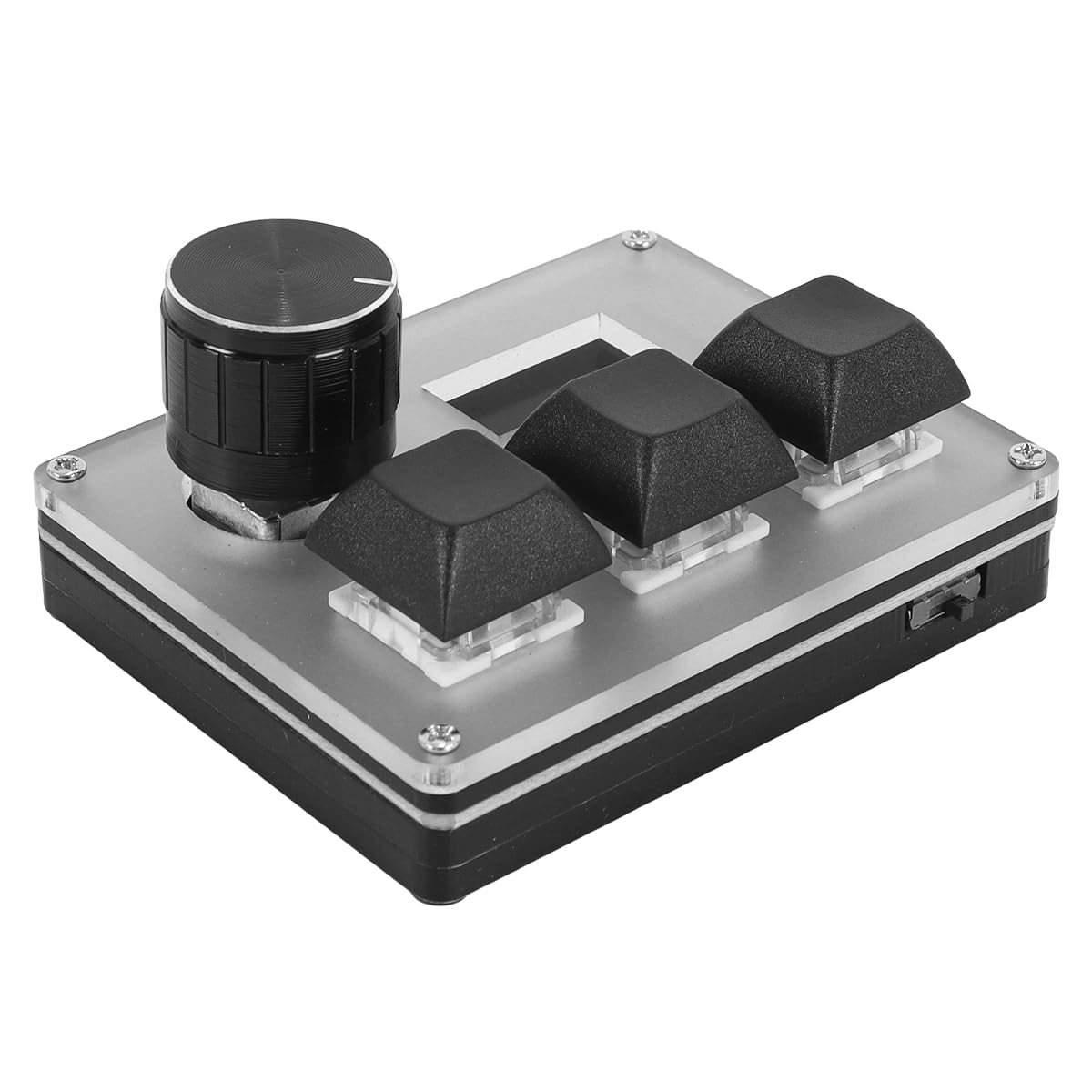O3C++ OSU Tastiera Tri-Keyboard con interruttori lineari magnetici Hall a grilletto rapido, manopola di Regolazione e Schermo per PC e Mac (Nero)