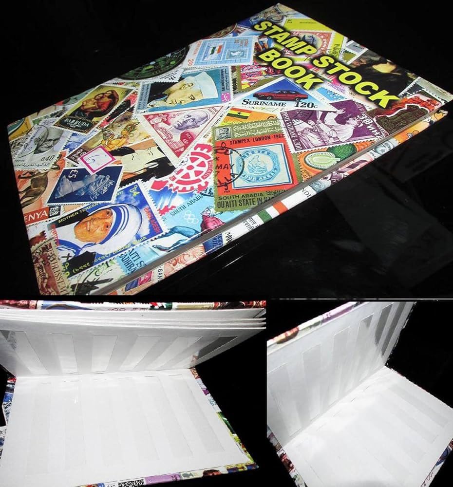 IHC ~ Postage Stamp Album Collection Stock Book 4 Pages 8 Leafs for 200+ Stamps, Stamp Collection, Old Stamps-image-40