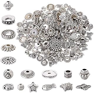 metagio 200pcs Silver Spacer Beads Jewelry Bead, Alloy Spacer Beads Tibetan Spacer Beads for DIY Bracelets Necklaces Jewelry and Crafting Making