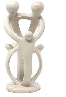 Natural 10-inch Tall Soapstone Family Sculpture - 2 Parents 3 Children - Buy now