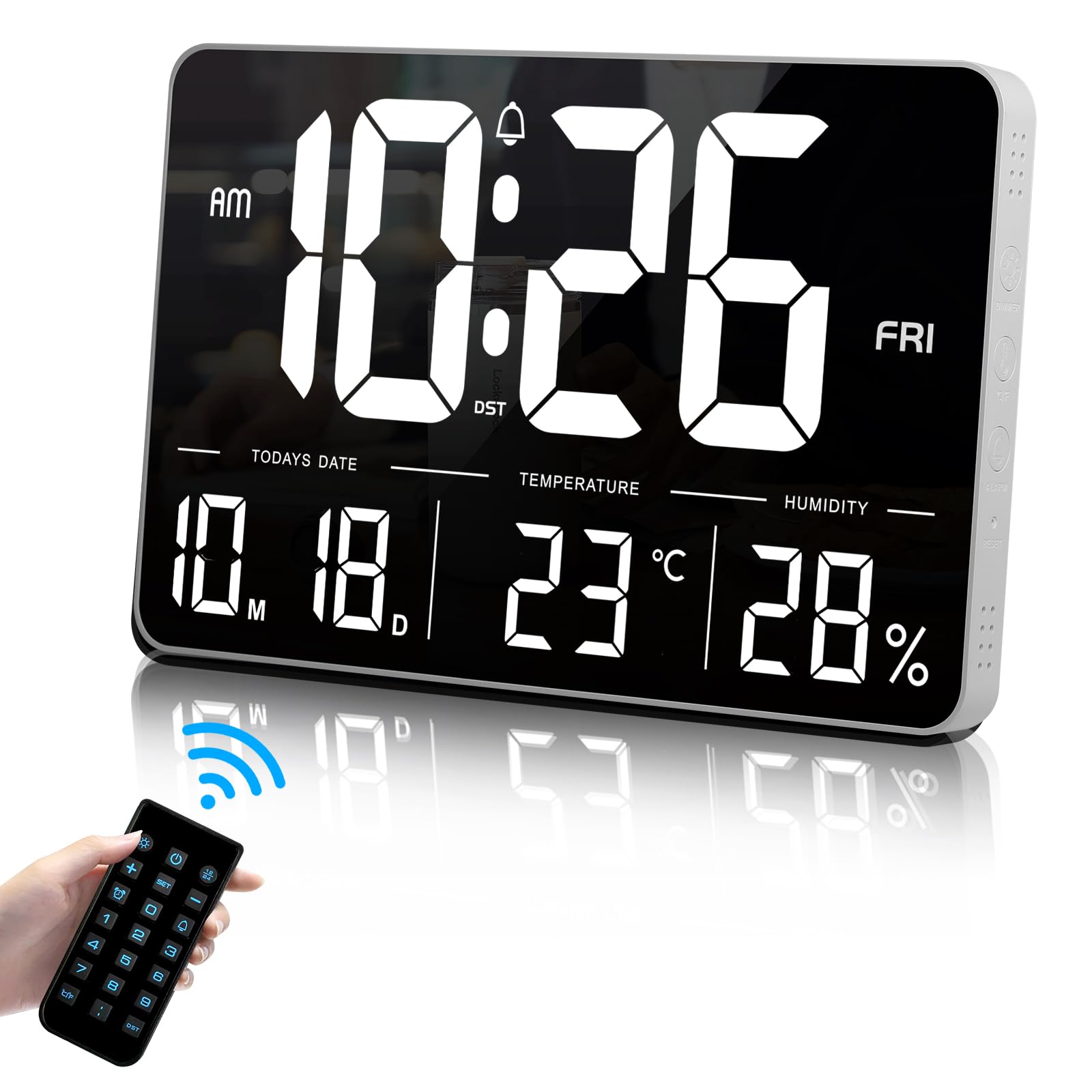 Amazon.co.jp: DFBL デジタル時計 壁掛け 大型 LED 目覚まし時計 明る