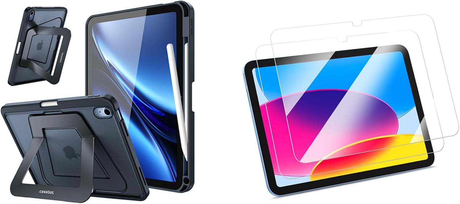 Fintie Multi-Angle Case for iPad (A16) 11th Generation 11 Inch (2025), iPad 10th Generation 10.9 Inch 2022 Bundle with 2 Pack Fintie Tempered Glass Screen Protector