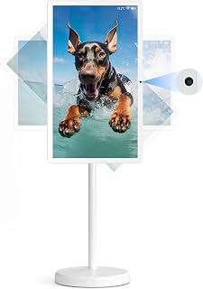 cooboom 22-Inch Portable TV on Wheels: 1080p Rotatable Touch Screen, Android 13, 13MP Camera, 6-8H Battery, 6GB+128GB