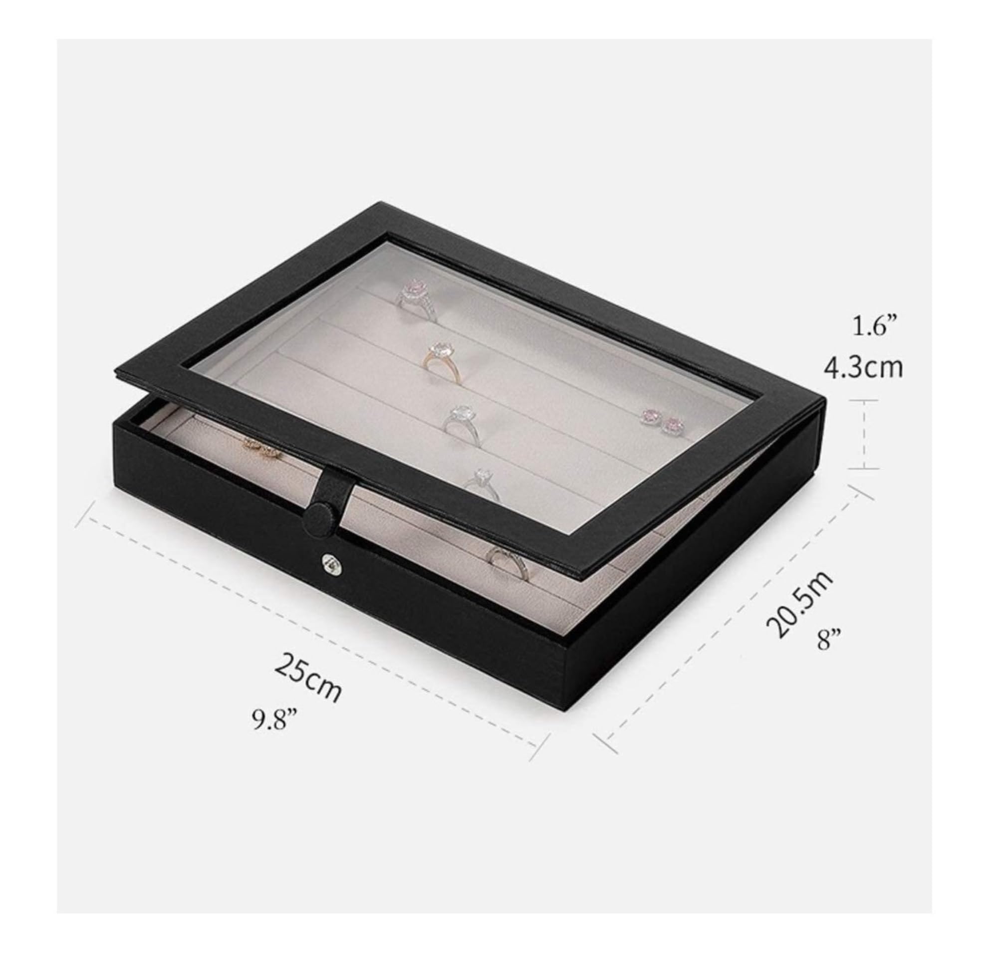 Pudełka na biżuterię z przezroczystą pokrywką PET i metalowymi guzikami Pierścionki Kolczyki Naszyjnik Biżuteria Przechowywanie na biurku /91(Jewelry Box F)