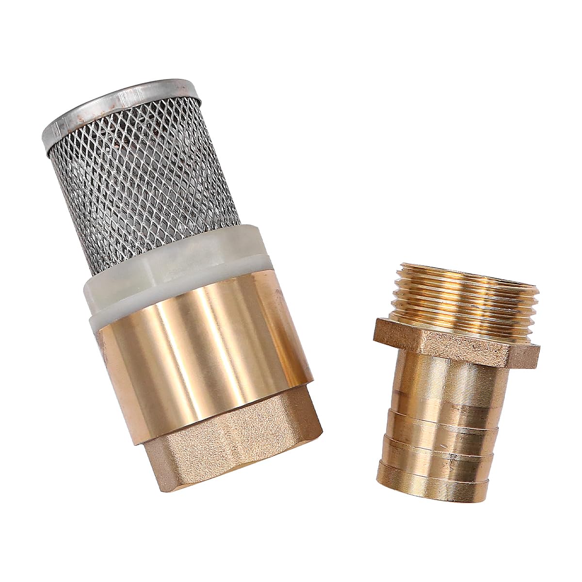 Suction Filter Set Brass 1 Inch Foot Valve With Check Valve Suction Basket Nozzle Screw Thread 1 Inch + Hose Connection 25mm