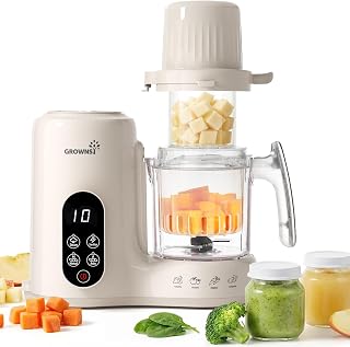 Grownsy Baby Food Maker with Dual-Layer Steam Basket, Steamer Blender & Food Processor, BPA-Free Puree Maker for Starting Solids, Homemade Baby Food for Babies 6 Months and Up