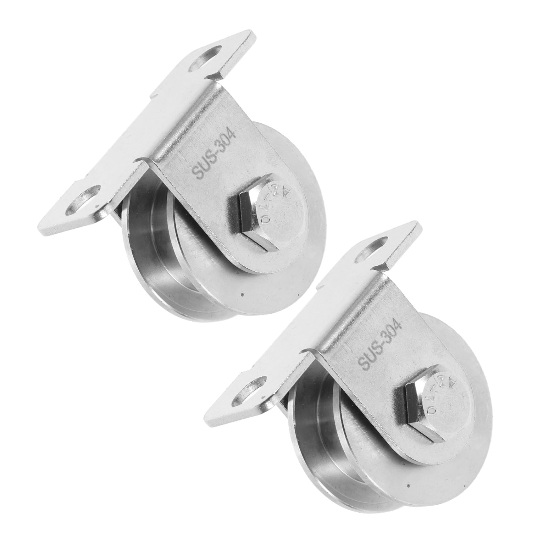 Ruedas de polea montadas en la pared de acero inoxidable de alta resistencia, 2 uds., con rodamientos for puertas correderas suaves, poleas de Cable con ranura en H