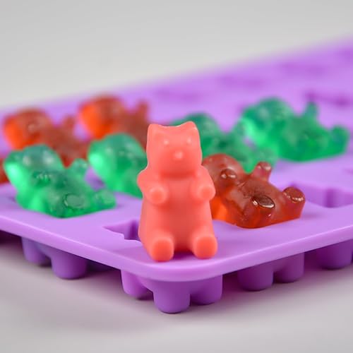 Miniatura 6 de Molde de gomita de oso de 0.1 fl oz, moldes de silicona para dulces, silicona de grado alimenticio más grande con 2 cuentagotas