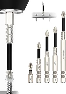 HUHAO 5Pcs High Magnetic Screwdriver Drill Bit Set, K5 Impact-Resistant and Nonslip Bit, Anti Slip Screwdriver Bits for Dry Wall, Sheetrock, Electric Drills - High Magnetic Strength & High Hardnes