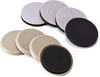 Furniture Sliders, Furniture Sliders Pads for Hardwood Floors, Chair Legs Floors Protectors, Reusable Round Glides Glider (8 Pcs with 4 Plastic & 4 Felt Sliders, 3 1/2inch,Beige)