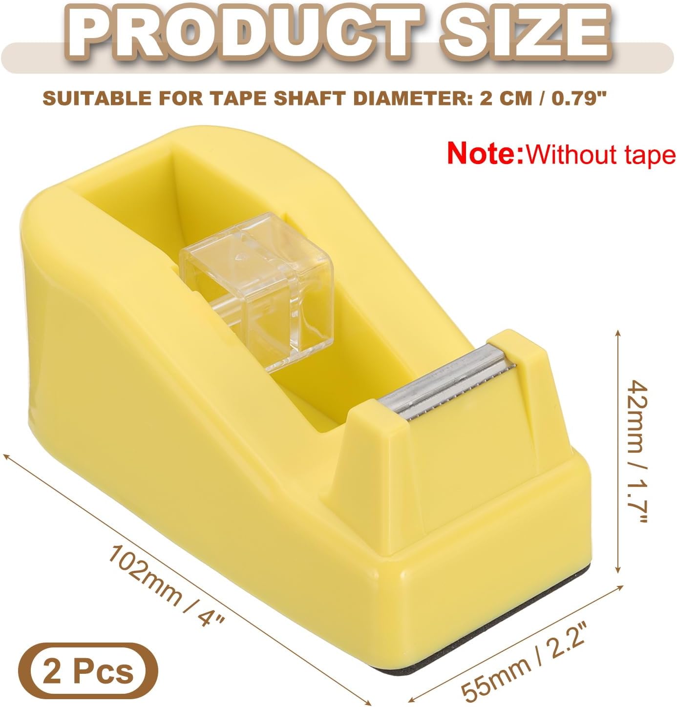 PATIKIL 2pcs Tape Dispenser Desk, Small Tape Dispenser Cute Desktop Dispenser Holder for Tape Office Desktop, Yellow image 2