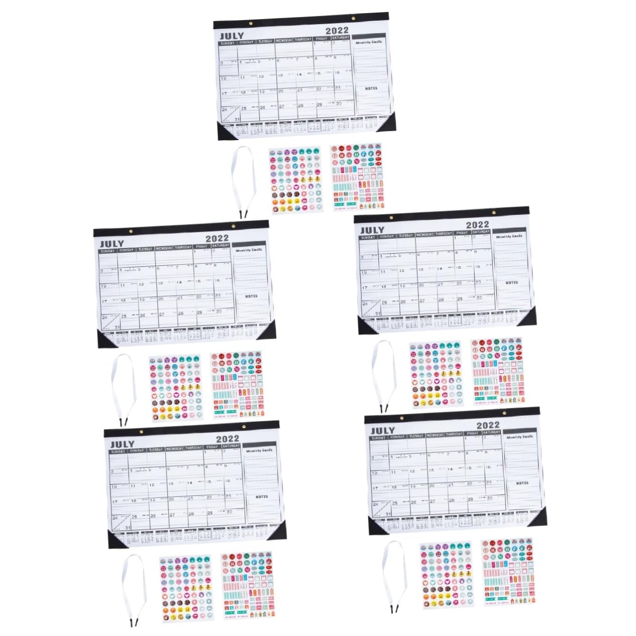 SEWACC 5stücke Convenient English Monthly Wall Calendar Household Hanging Calendar Für Home Schule Und Büro Leicht Und Langlebig Einfache Nutzung Ästhetisches Design