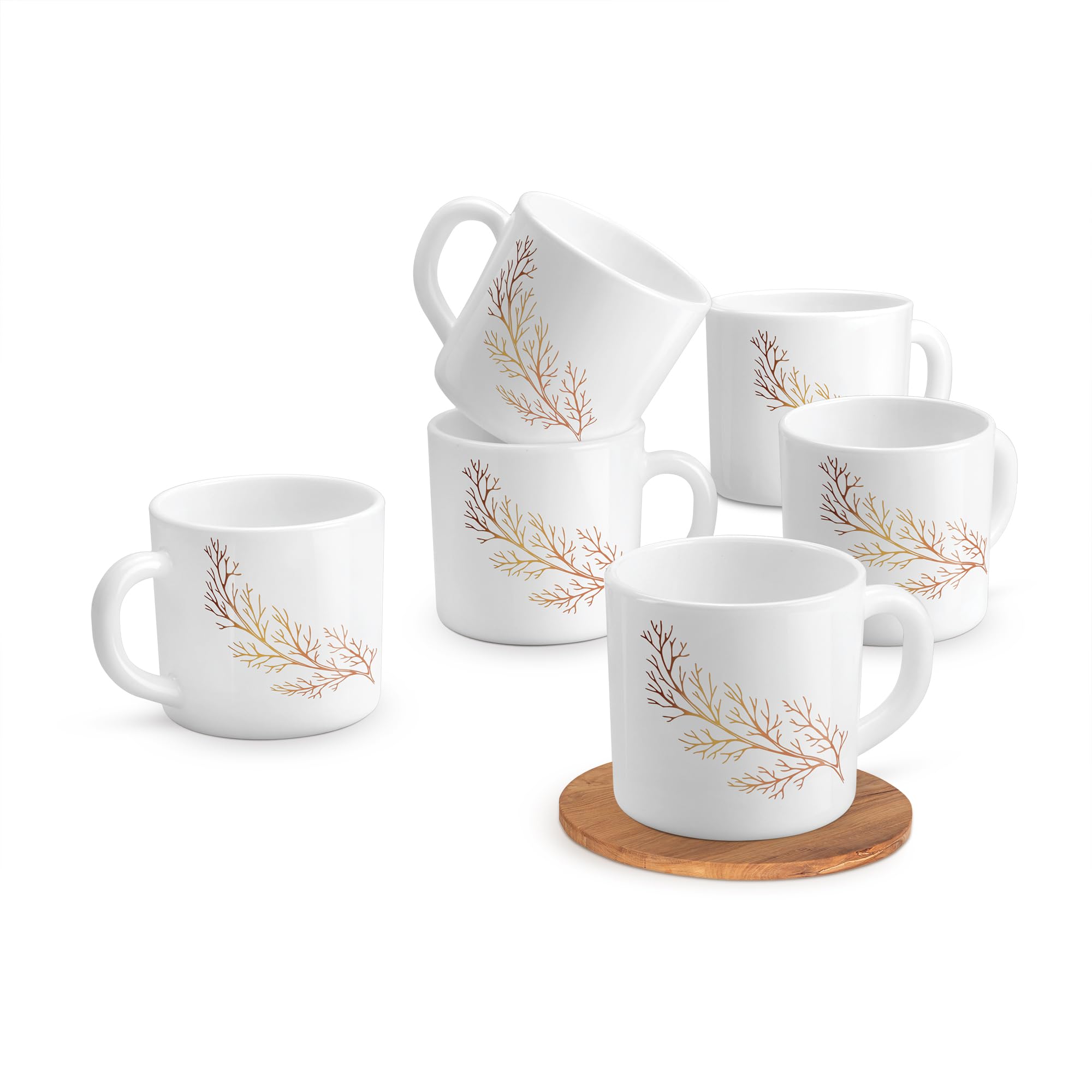 Treo By Milton Opalware Amara 10 Silvia Cup Set | Microwave & Dishwasher Safe | Bone-Ash Free | Tempered Toughness | Set of 6 | White | Crockery Set for Daily Use & Gifting-image-22