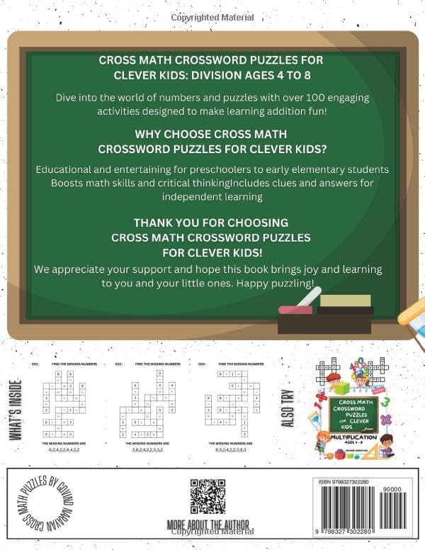 Cross Math Crossword Puzzles for Clever Kids: Division Ages 4 to 8: (Preschool, Kindergarten, Grade 1-3) - Includes 100 Puzzles with Clues and Answers (Cross Math Bundles) image 3
