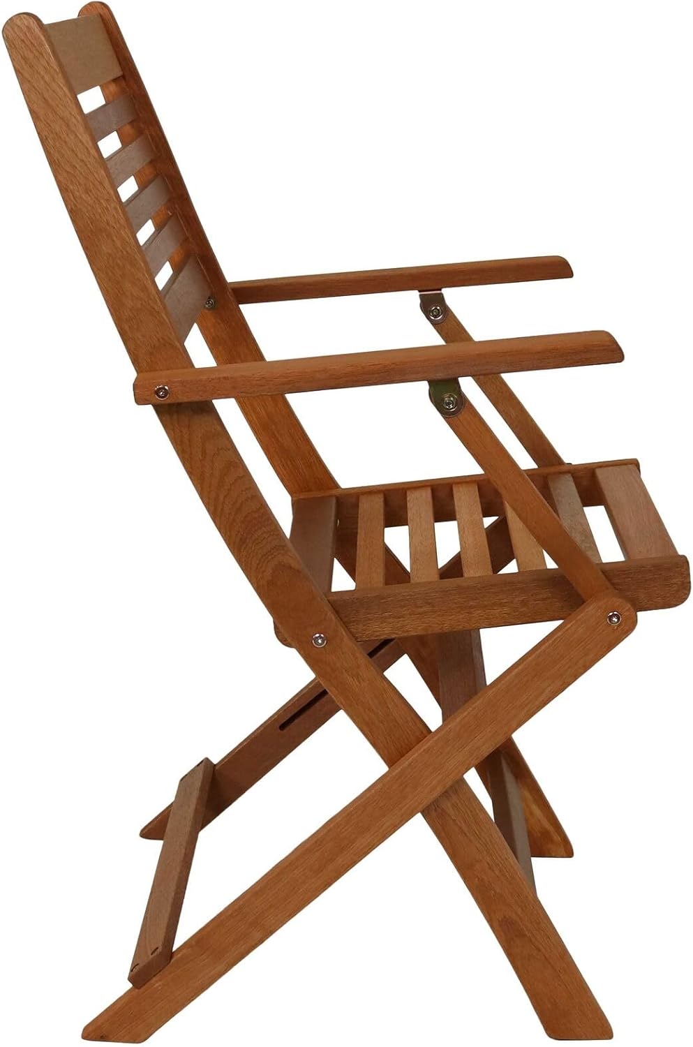 Wood Folding Patio Dining Armchair Set of 2 Brown