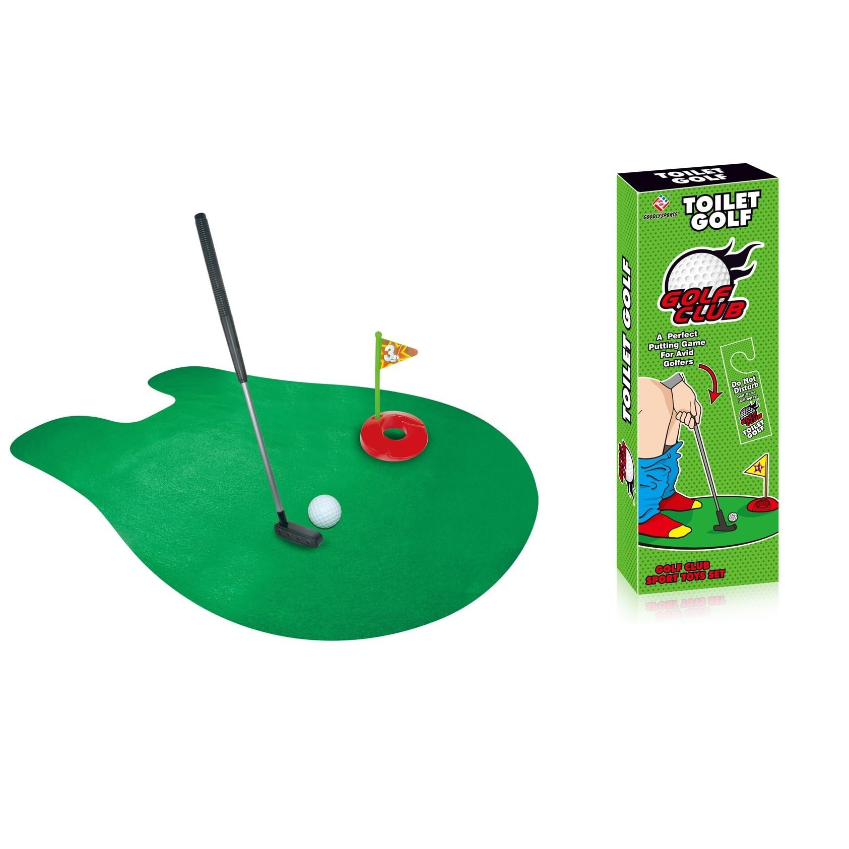Kiuiom Funny Potty Putter,Mini-Golf para Baño,Juegos de Golf para Inodoro,WC Juego de Golf con Palo,2 Pelotas y Colgador para Puerta,Un Regalo Divertido para el Inodoro Que es Adecuado para Regalar