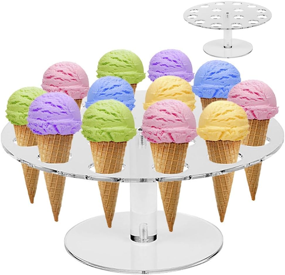 CEWROM Eistüten Halter 16-fach - Transparenter Acryl Ständer Für Eis & Cupcakes
