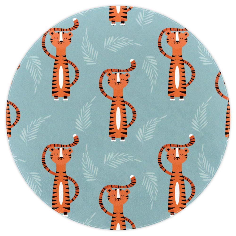 Tapis rond lion antidérapant en tissu doux pour éviter les glissades en chambre d'enfant
