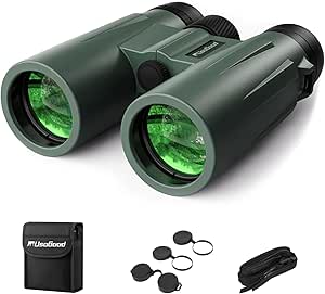 Usogood Professional 12x42 HD Binoculars - High Powered Large View with Clear Low Light Vision - Adults Binoculars for Bird Watching, Hunting, Hiking, Travel, Cruise, Green, AT66V3 asin的图片