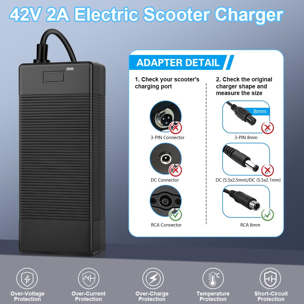 Caricabatterie Scooter Elettrico 42V 2A Universale per Xiaomi 36V Litio Connettore RCA