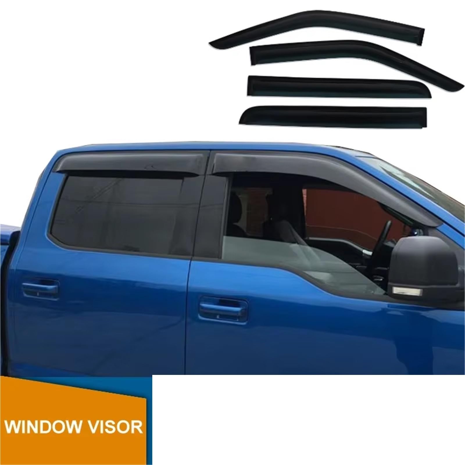 Auto Seitenfensterdeflektoren Regen-Sonnenabweiser für F150 2015 2016 2017 2018 2019 2020 2021 2022 2023 2024, Auto-Seitenfenster-Visier, Wetterschutz