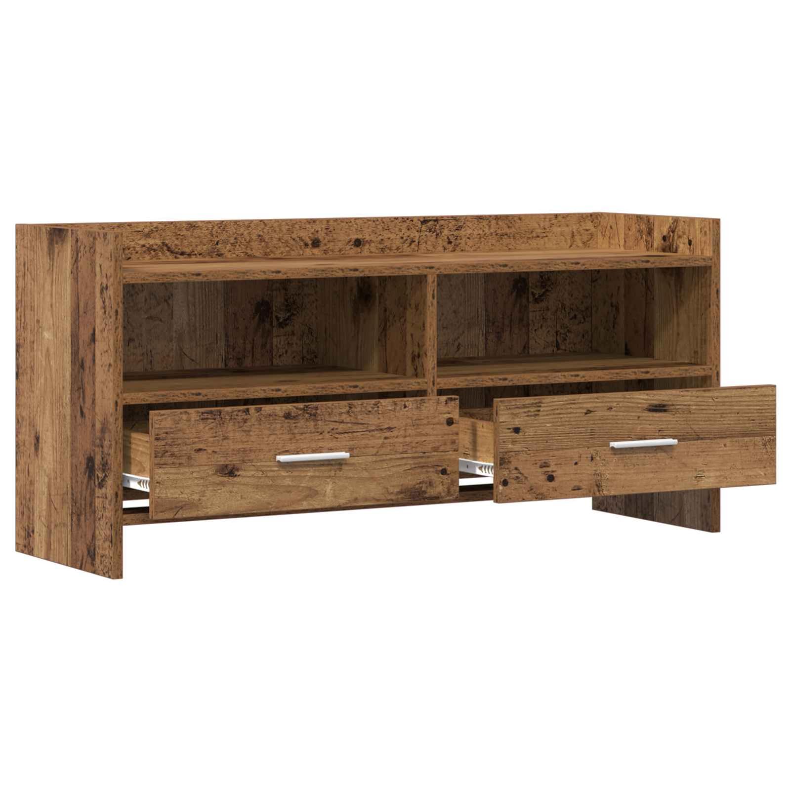 Gecheer TV-Schränk 100 x 33 x 47 cm Altholz Holzwerkstoff, Moderne TV Lowboard Fernsehschrank für Home-Cinema Gamerzimmer Wohnungen Büro8011161