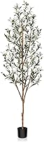 Kazeila 6FT Artificial Olive Tree - Realistic Faux Silk Potted Plant with Wood Trunk & Fruits for Home Office Decor