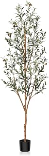 Kazeila 6FT Artificial Olive Tree - Realistic Faux Silk Potted Plant with Wood Trunk & Fruits for Home Office Decor