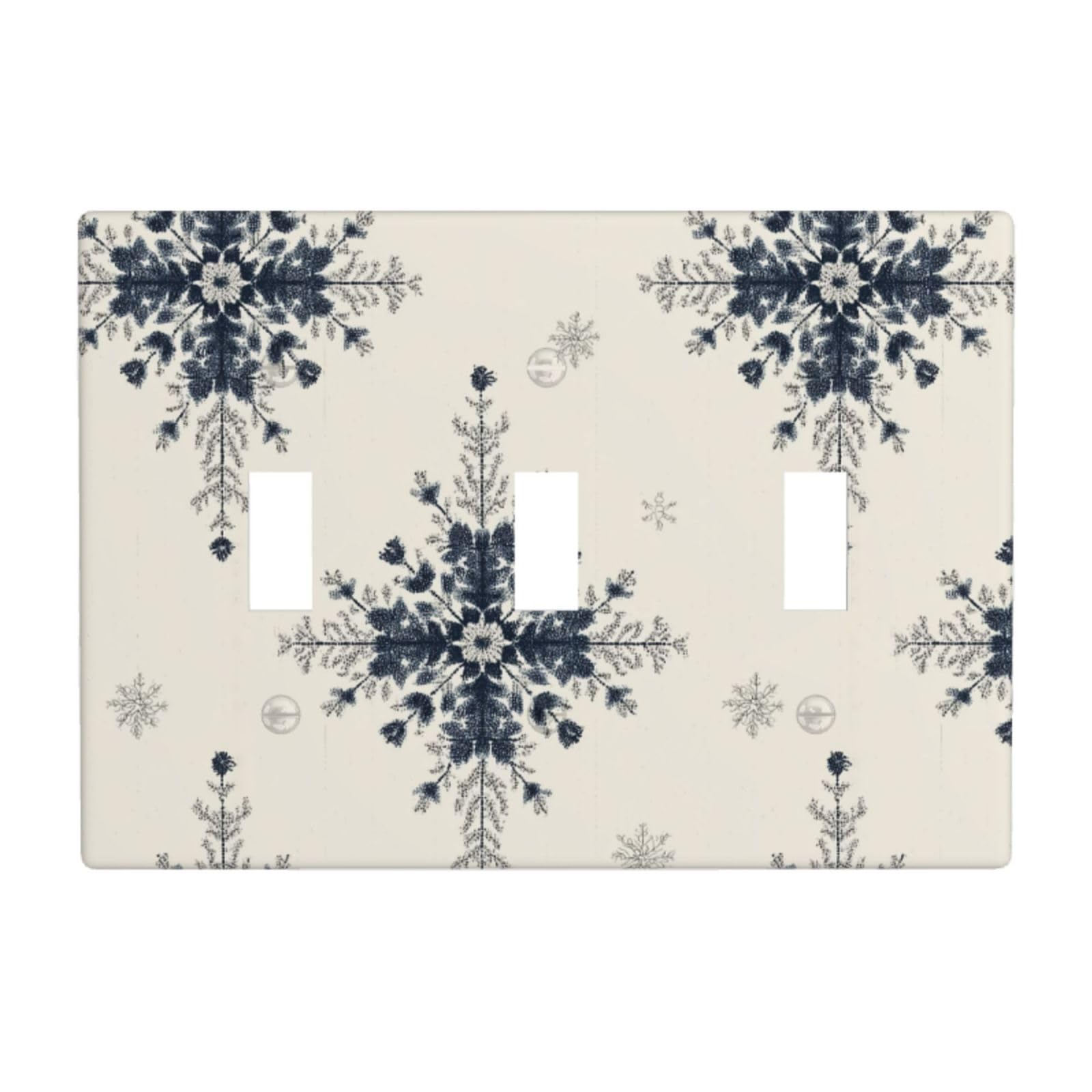 Woshuwo White Snowflake Motifs Delicate Lace Pattern Light Switch Covers 3 Gang Triple Toggle Wall Plate Switchplate Electrical Faceplate For Bathroom Kitchen Bedroom Decor