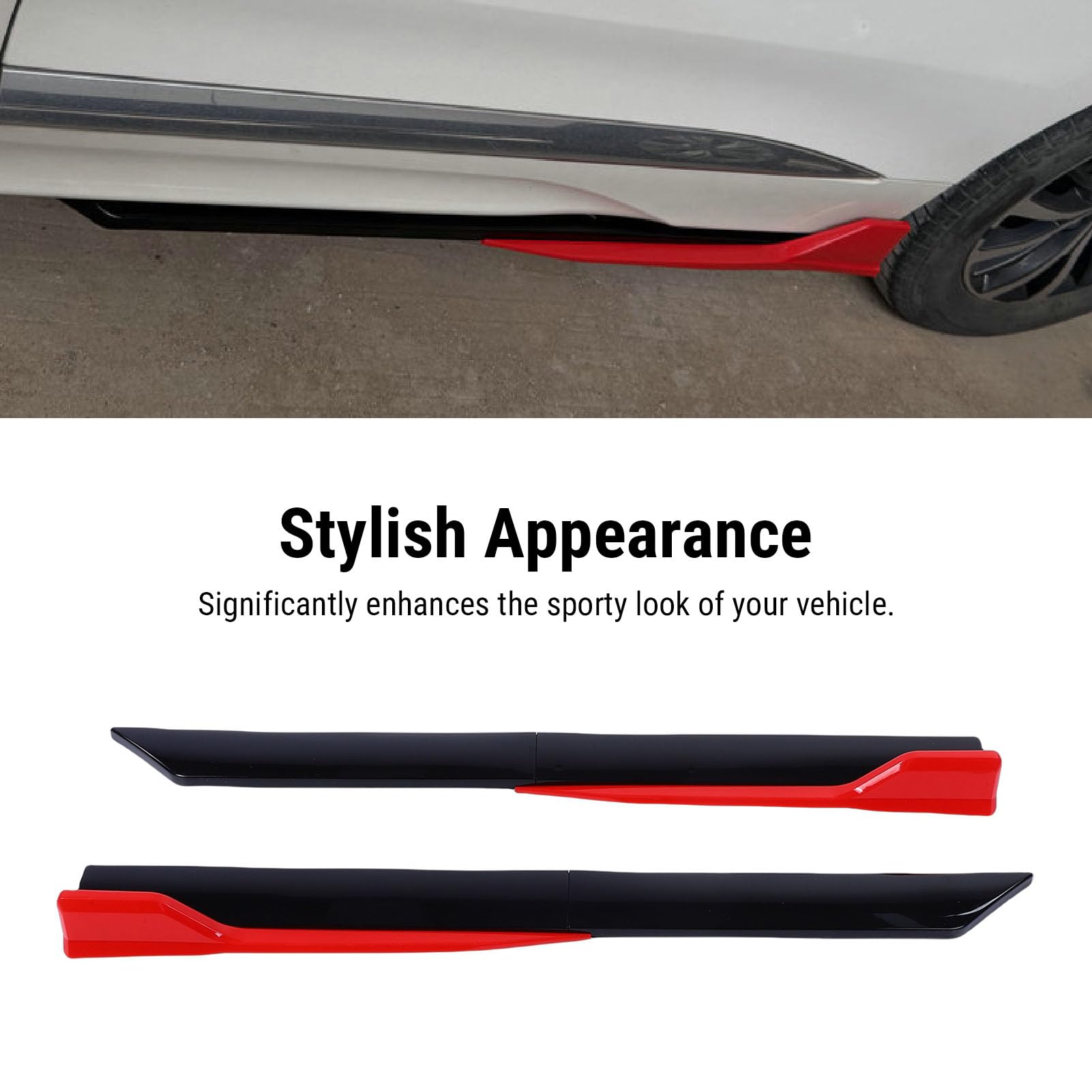 Minigonne Laterali Pannello a Bilanciere Universale ABS Minigonne Laterali Regolabili Estensione Splitter Labbro Elegante Design Aerodinamico per gli Appassionati di Auto 105 (Nero e rosso)