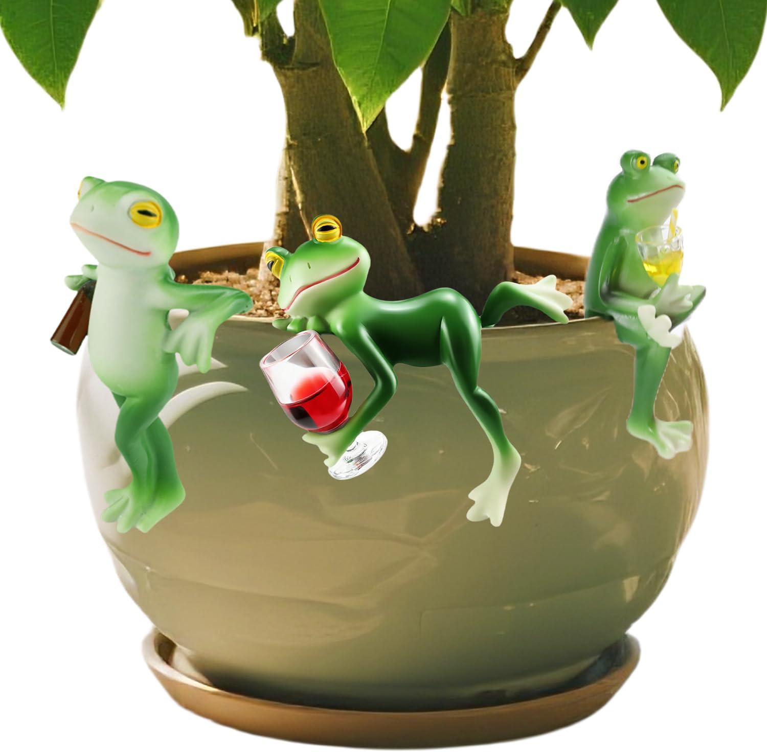 3PCS Miniature Frog Figurines Plant Decorations for Pots, Miniature Frog Statues for Garden, Outdoor Gifts Women Frog Statue Planter Hugger for Flower,Yard,Lawn Ornament