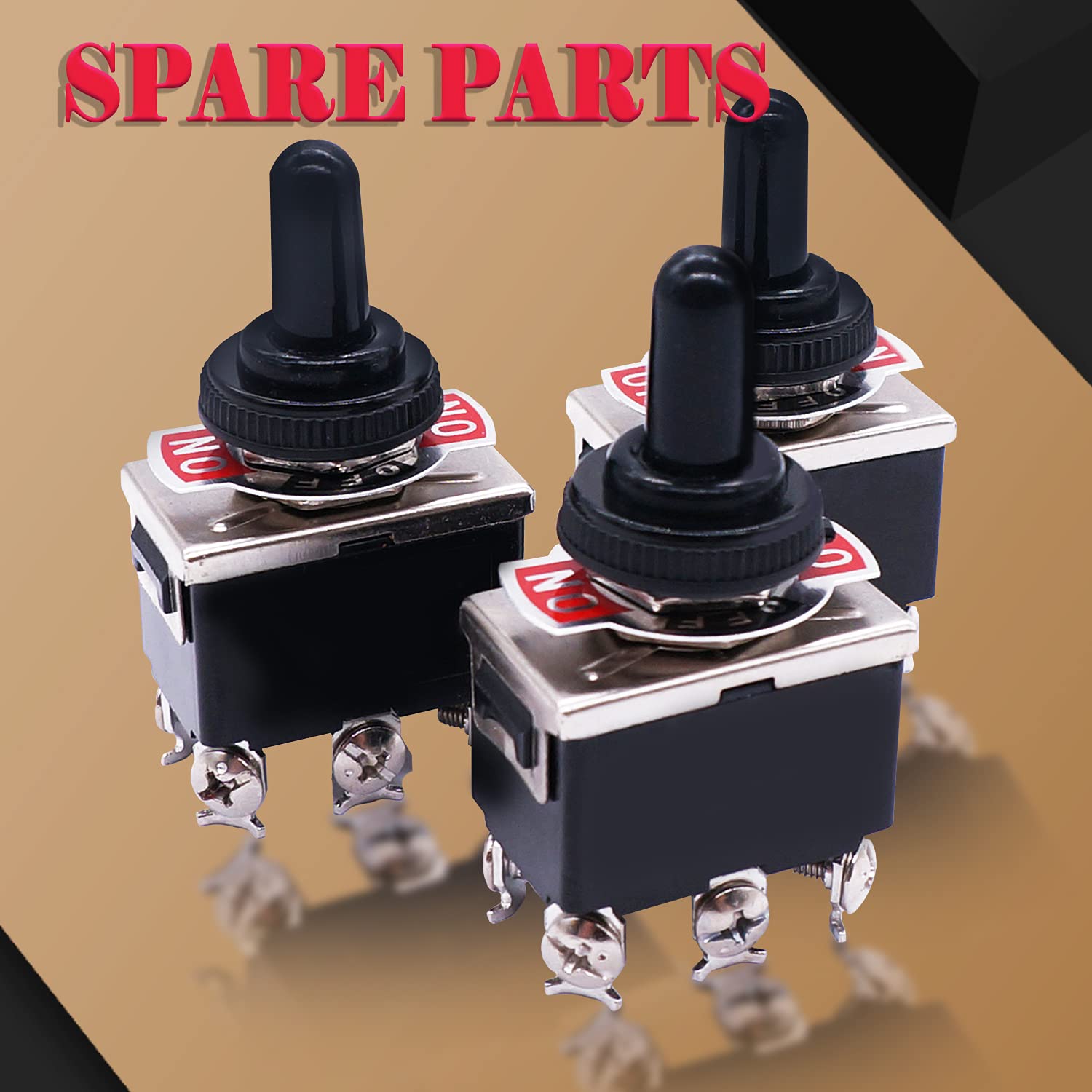 Twidec/3Pcs Heavy Duty Rocker Momentary Toggle Switch 16A 250V AC DPDT 3 Position 6 Pin (ON)-Off-(ON) Switch with Metal Bat Waterproof Boot Cap Cover Ten-223-B223