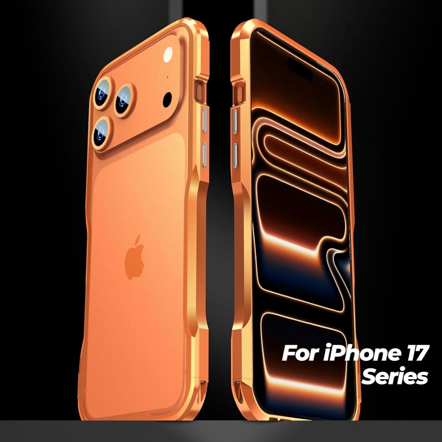 Case for iPhone 17 Air, Slim Aluminum Frame Case Minimalist Industrial Design Shock Absorption Scratch Resistant Protective Cover Lightweight Sturdy Metal Edge, Orange